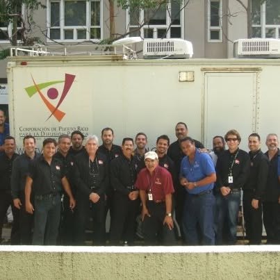 The crew, with the Corporación de Puerto Rico mobile unit.