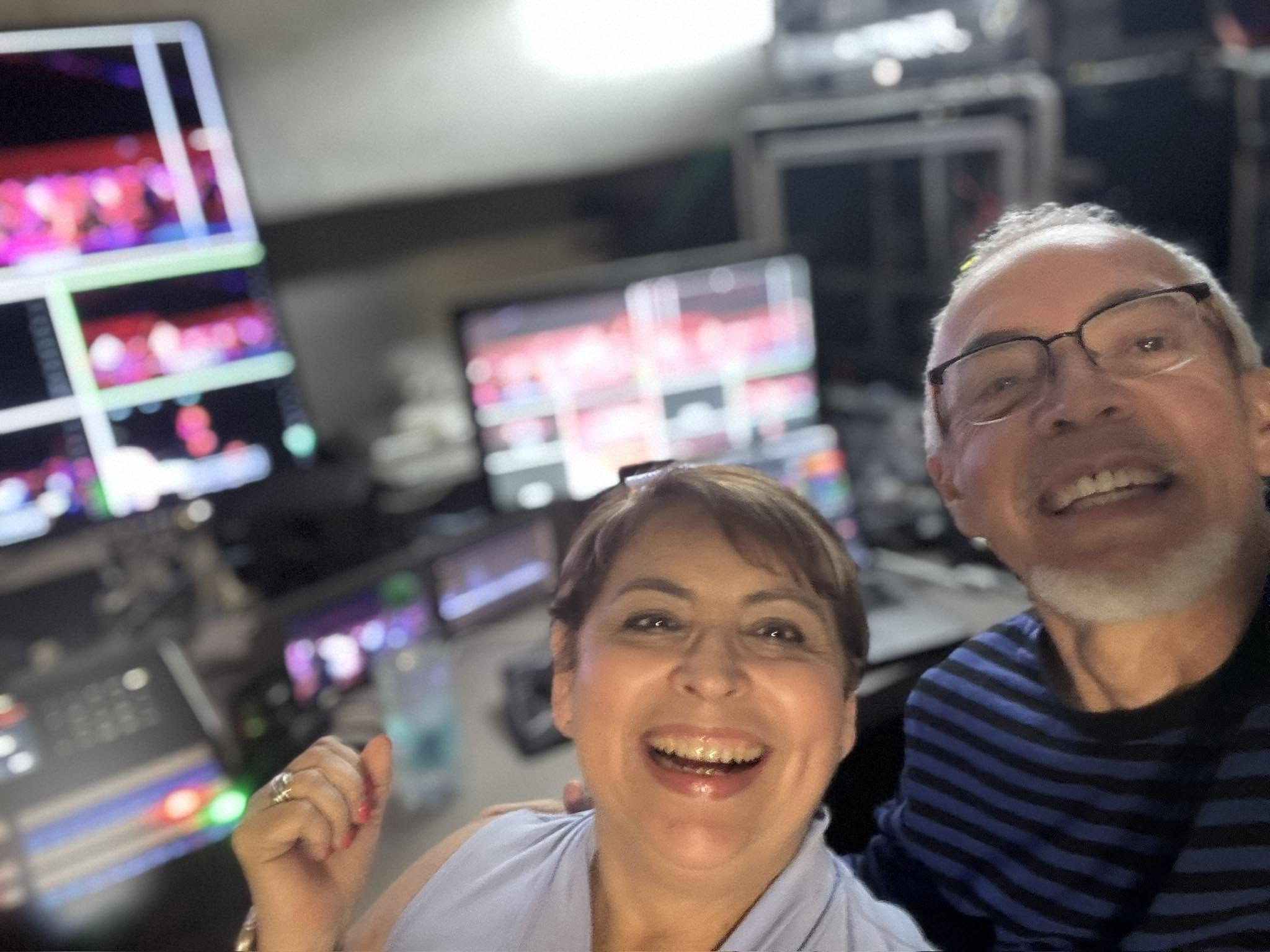 In the control room, ready to go on air.